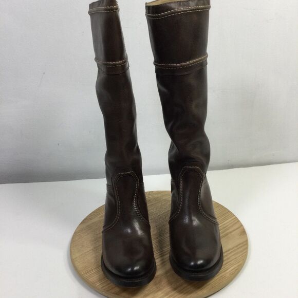 FRYE Womens Jane 14L Stitch AFG Leather Casual Dress Boot Dark Brown Size 10 NWB - Picture 6 of 14